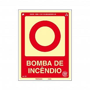 Placa Fotoluminescente "Bomba de Incêndio"