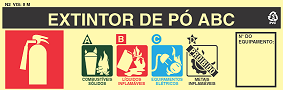 Placa Extintor Fotolum. (Classes Incêndio)